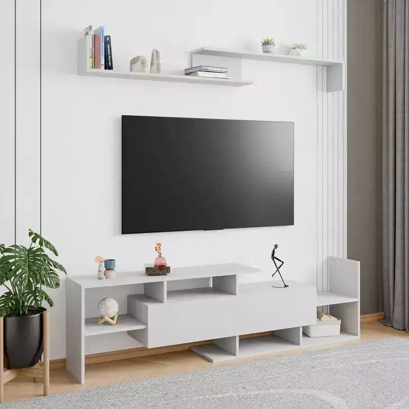Meuble TV moderne avec étagères et bibliothèque en MDF – Console de divertissement