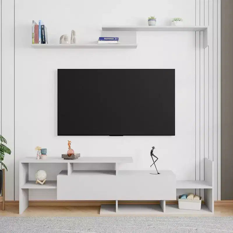 Meuble TV moderne avec étagères et bibliothèque en MDF – Console de divertissement