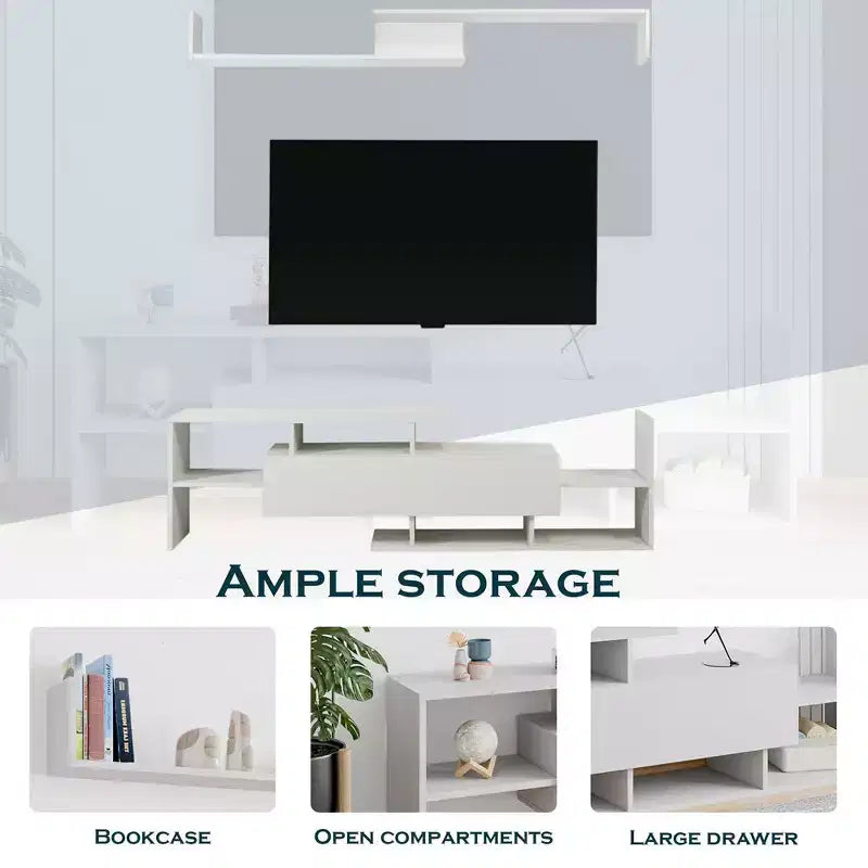 Meuble TV moderne avec étagères et bibliothèque en MDF – Console de divertissement