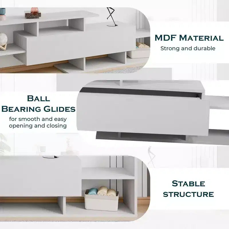 Meuble TV moderne avec étagères et bibliothèque en MDF – Console de divertissement