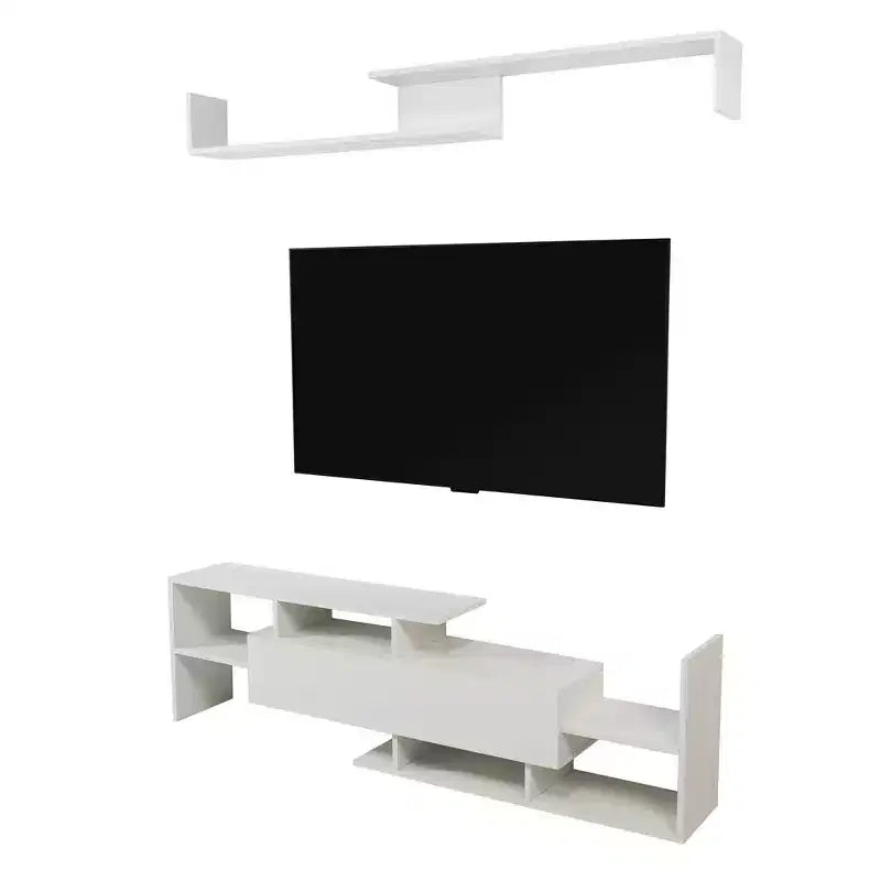 Meuble TV moderne avec étagères et bibliothèque en MDF – Console de divertissement