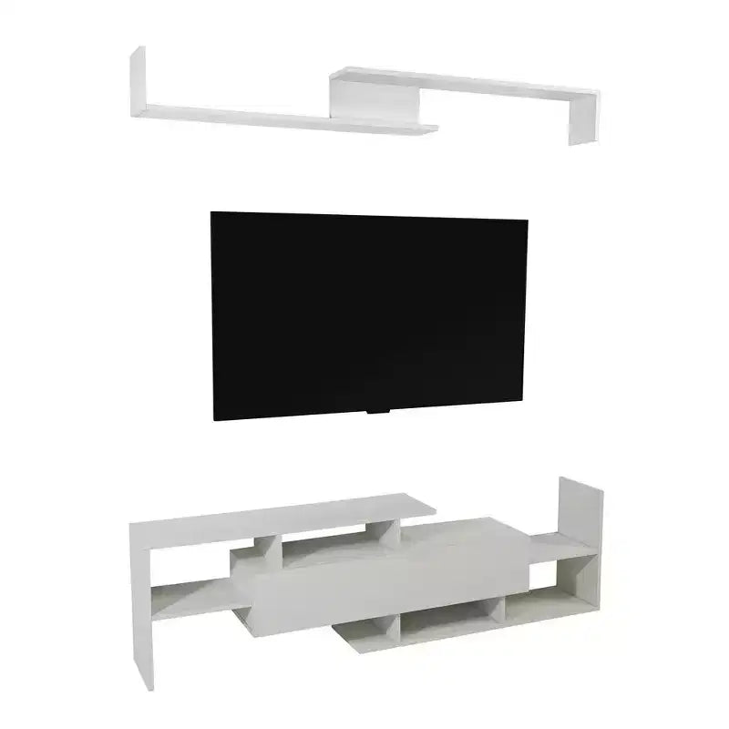 Meuble TV moderne avec étagères et bibliothèque en MDF – Console de divertissement