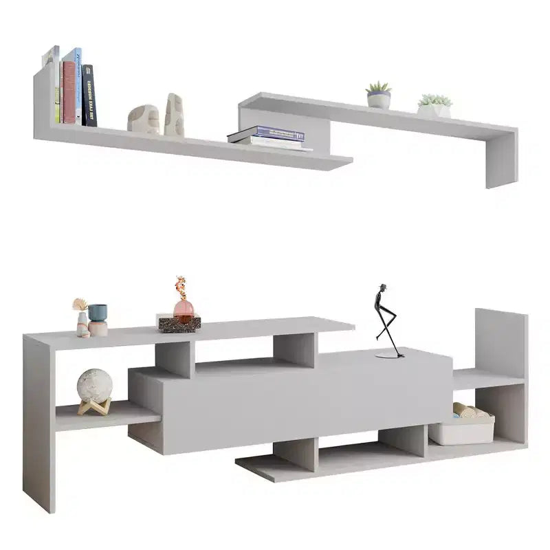 Meuble TV moderne avec étagères et bibliothèque en MDF – Console de divertissement
