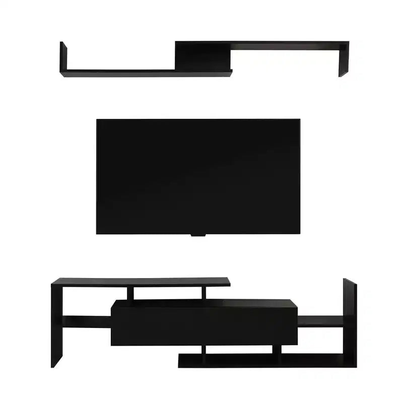 Meuble TV moderne avec étagères et bibliothèque en MDF – Console de divertissement