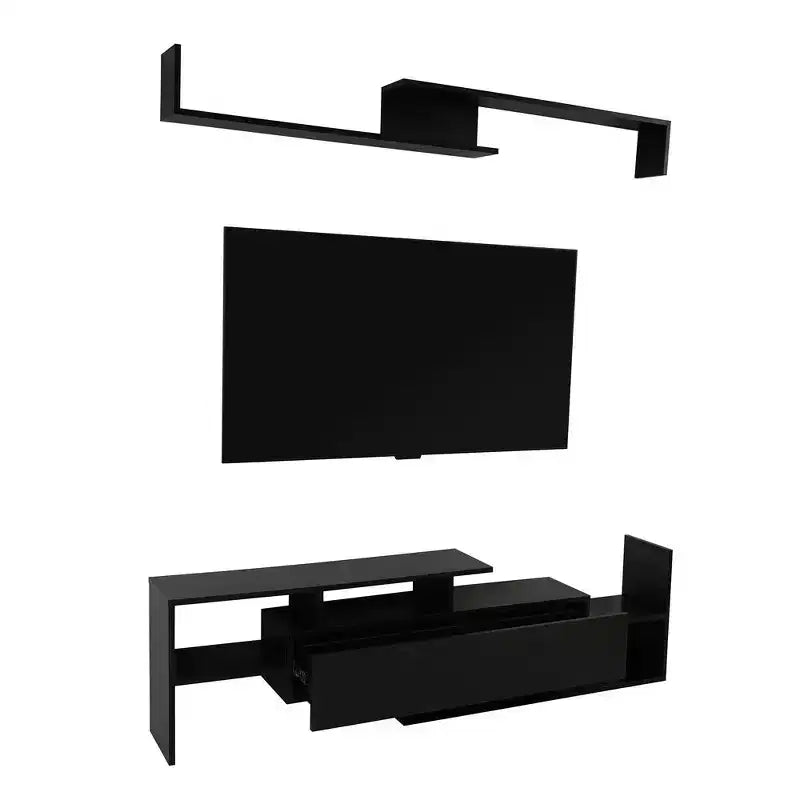 Meuble TV moderne avec étagères et bibliothèque en MDF – Console de divertissement