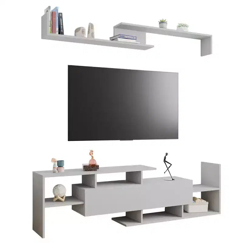Meuble TV moderne avec étagères et bibliothèque en MDF – Console de divertissement