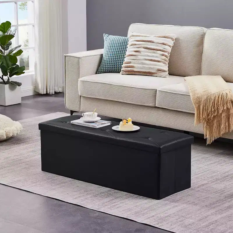 Banc de rangement pliable avec pouf – Repose-pieds et siège polyvalent