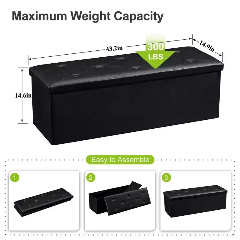 Banc de rangement pliable avec pouf – Repose-pieds et siège polyvalent