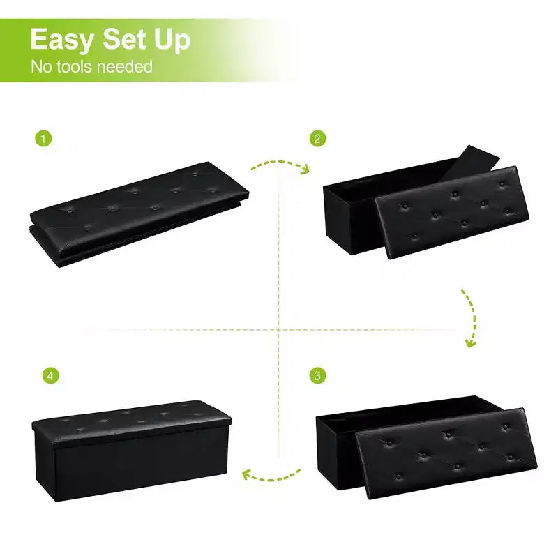 Banc de rangement pliable avec pouf – Repose-pieds et siège polyvalent