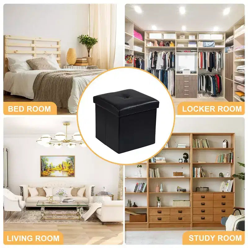 Banc de rangement pliable avec pouf – Repose-pieds et siège polyvalent