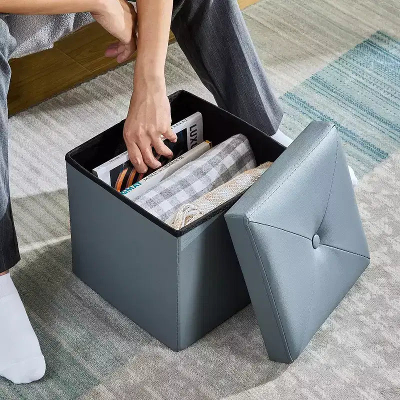 Banc de rangement pliable avec pouf – Repose-pieds et siège polyvalent