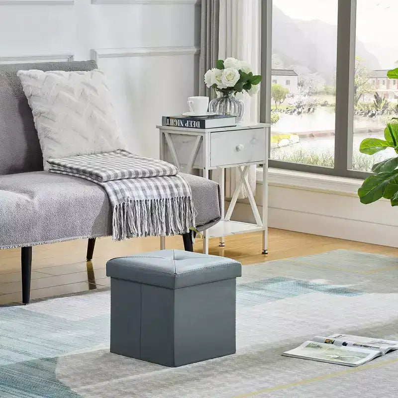 Banc de rangement pliable avec pouf – Repose-pieds et siège polyvalent