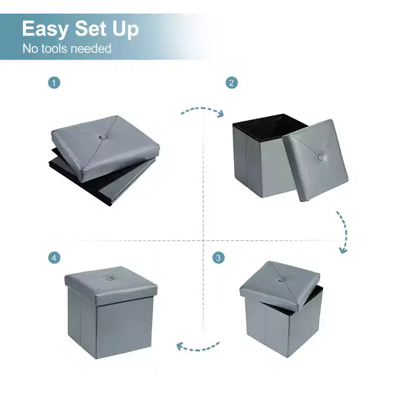 Banc de rangement pliable avec pouf – Repose-pieds et siège polyvalent