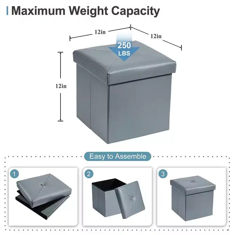 Banc de rangement pliable avec pouf – Repose-pieds et siège polyvalent