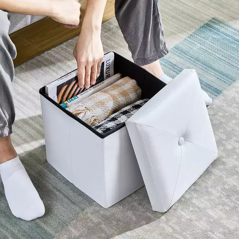 Banc de rangement pliable avec pouf – Repose-pieds et siège polyvalent