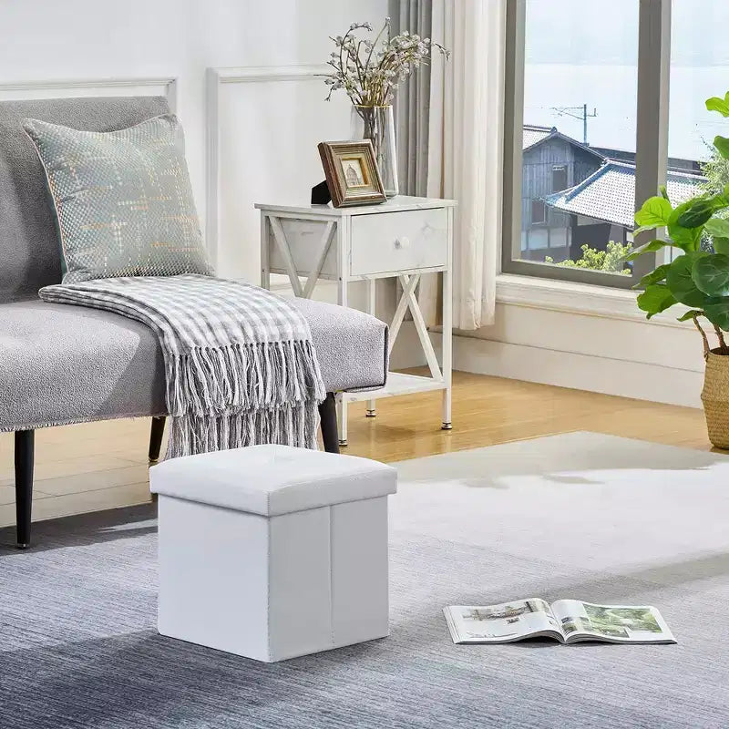 Banc de rangement pliable avec pouf – Repose-pieds et siège polyvalent