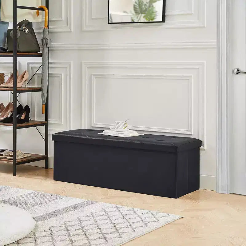 Banc de rangement pliable avec pouf – Repose-pieds et siège polyvalent