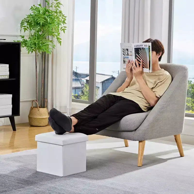 Banc de rangement pliable avec pouf – Repose-pieds et siège polyvalent