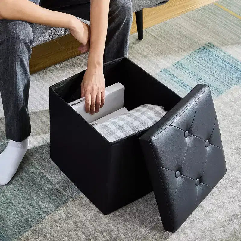 Banc de rangement pliable avec pouf – Repose-pieds et siège polyvalent