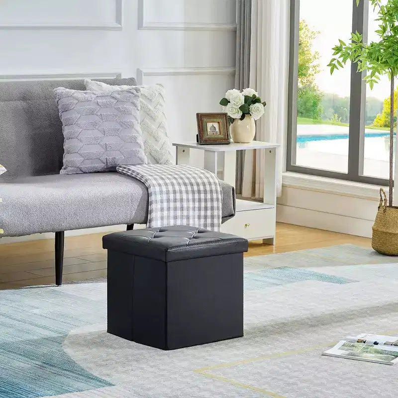 Banc de rangement pliable avec pouf – Repose-pieds et siège polyvalent