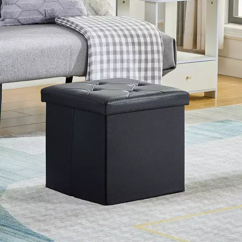 Banc de rangement pliable avec pouf – Repose-pieds et siège polyvalent