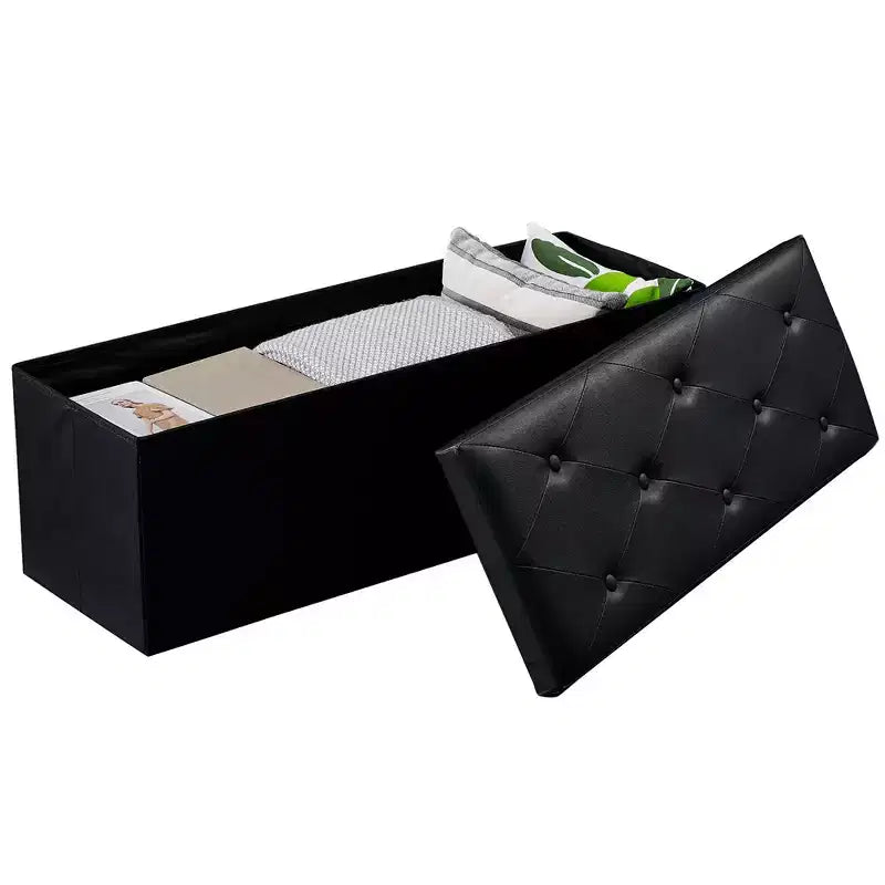 Banc de rangement pliable avec pouf – Repose-pieds et siège polyvalent
