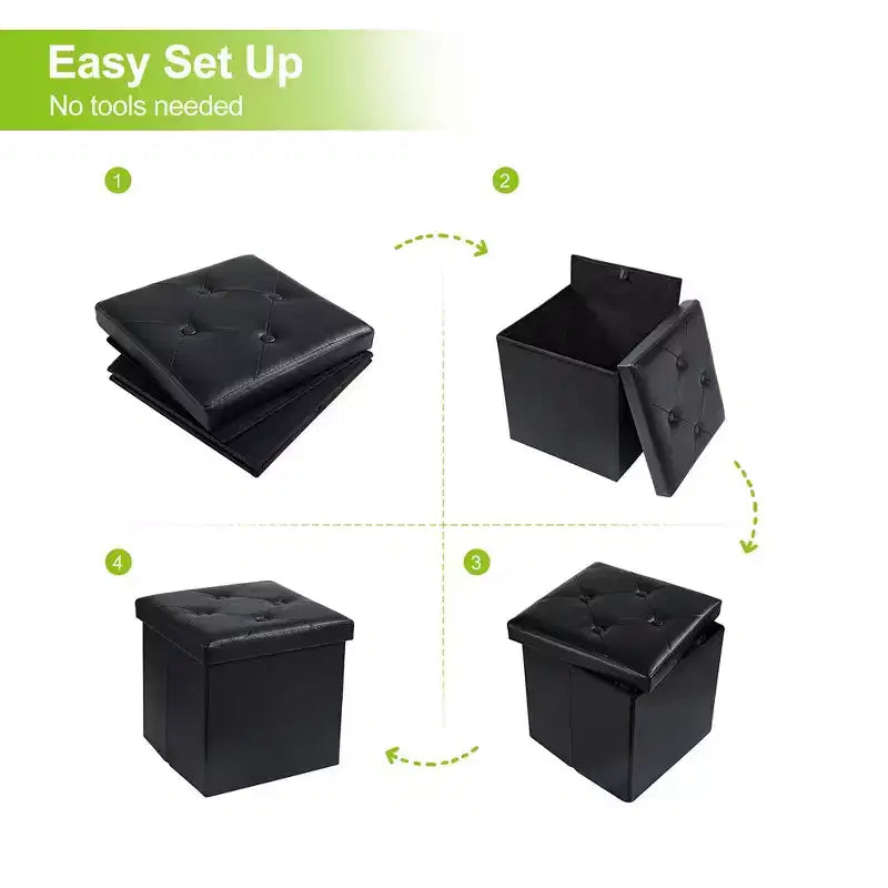 Banc de rangement pliable avec pouf – Repose-pieds et siège polyvalent