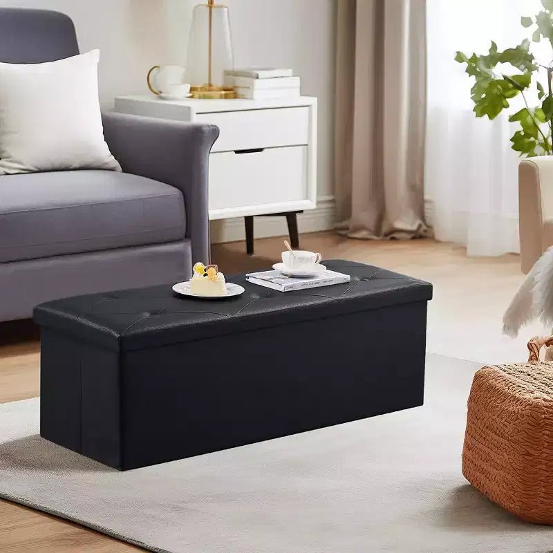 Banc de rangement pliable avec pouf – Repose-pieds et siège polyvalent