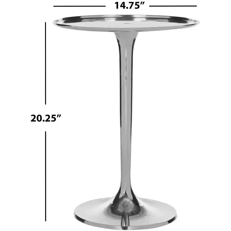 Table d'appoint Art déco ronde en aluminium poli