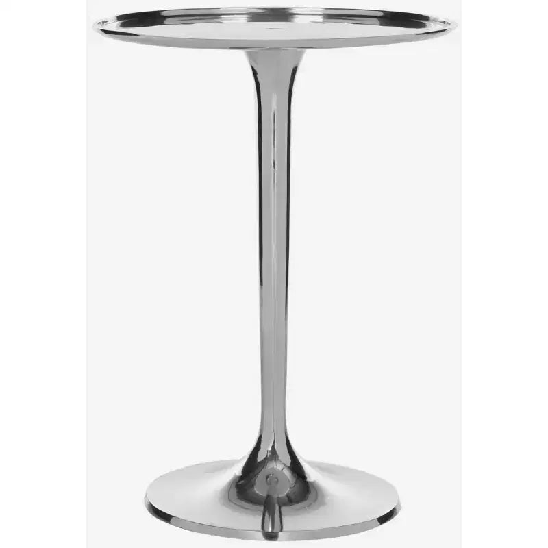 Table d'appoint Art déco ronde en aluminium poli