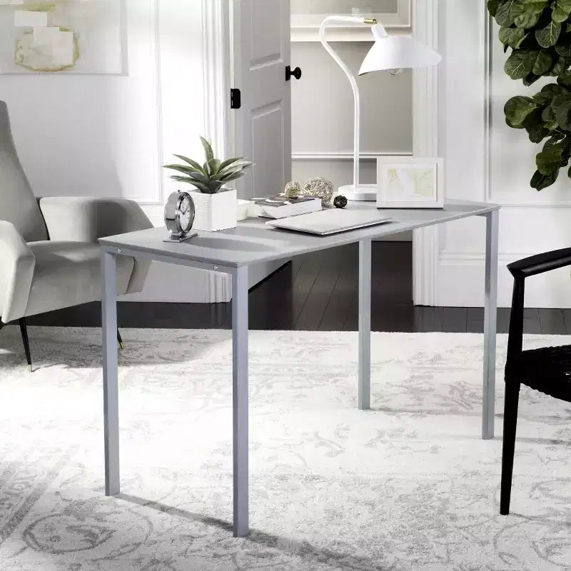 Modern Black Writing Desk – MDF and Iron Frame