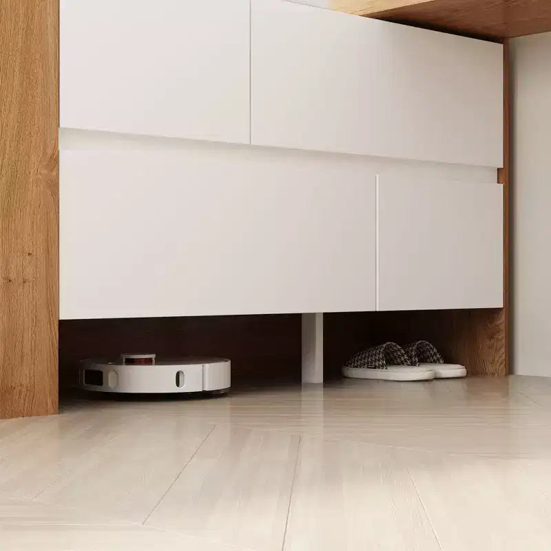 Coiffeuse rotative et extensible avec tiroirs de rangement – Marron et Blanc