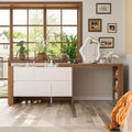 Coiffeuse rotative et extensible avec tiroirs de rangement – Marron et Blanc