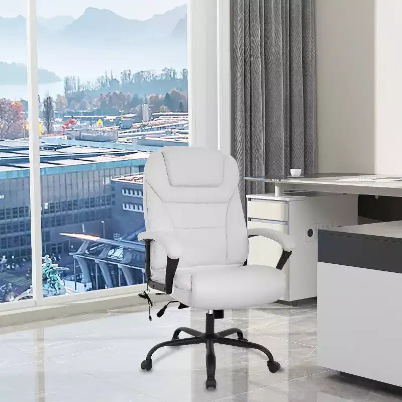 Fauteuil de bureau exécutif grande taille avec soutien lombaire, assise large, hauteur réglable et pivotant
