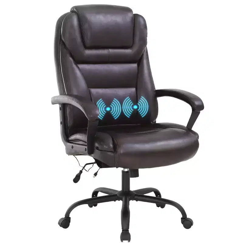 Fauteuil de bureau exécutif grande taille avec soutien lombaire, assise large, hauteur réglable et pivotant