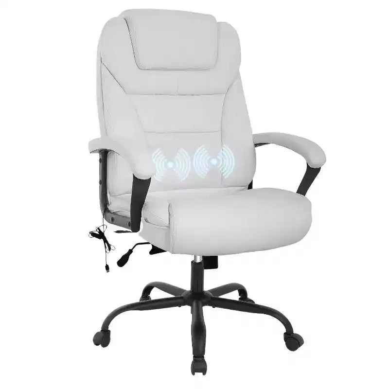 Fauteuil de bureau exécutif grande taille avec soutien lombaire, assise large, hauteur réglable et pivotant